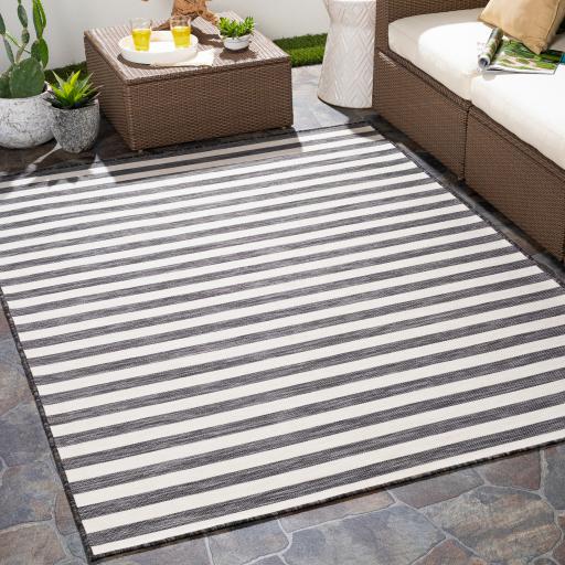 Surya Pasadena PSA-2382 Black Cream 2'7" x 7'3" Rug