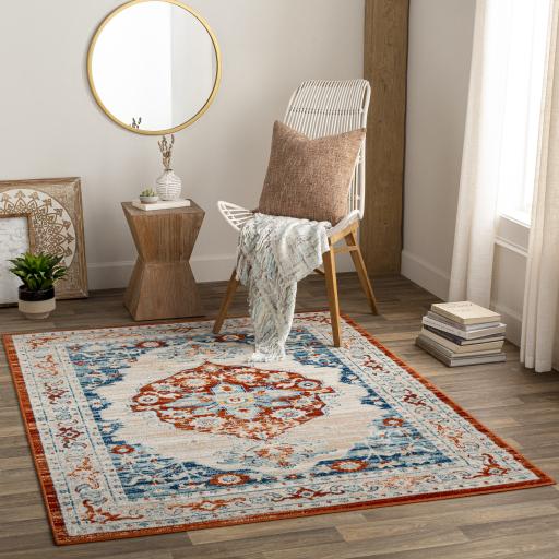 Surya Redondo Beach RDD-2325 Aqua Brick Red 5'3" x 7' Rug