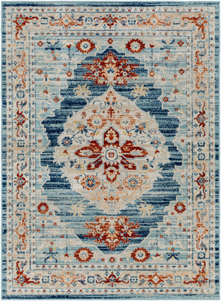 Surya Redondo Beach RDD-2327 Aqua Brick Red 5'3" x 7' Rug