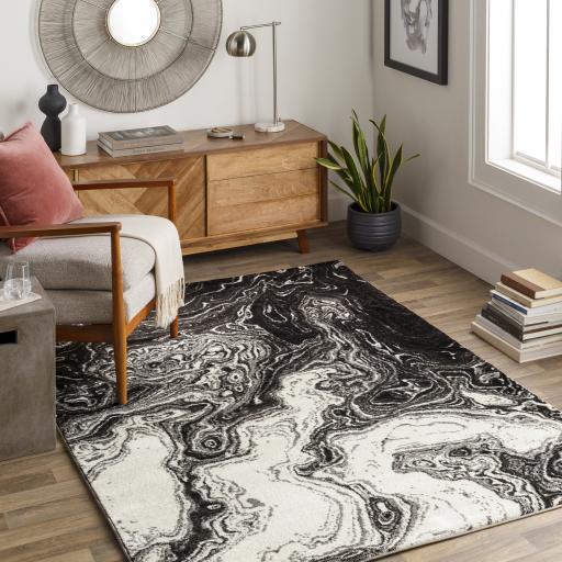 Surya Pepin PEI-1014 Black Cream 5'3" x 7'7" Rug