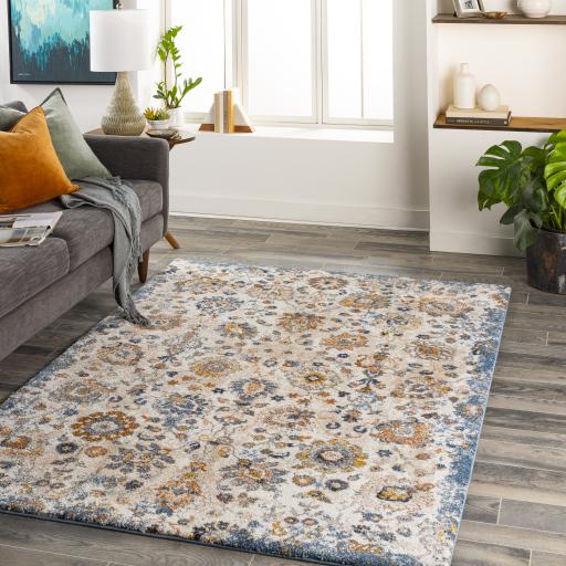 Surya Tuscany TUS-2331 Blue Bright Yellow 7'10" Square Rug