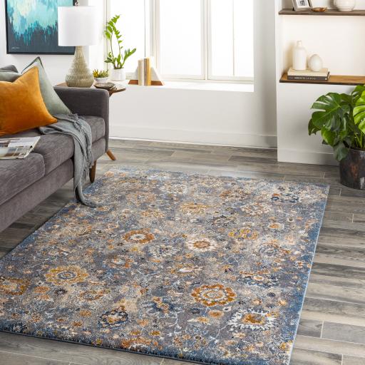 Surya Tuscany TUS-2333 Blue Bright Yellow 7'10" Square Rug