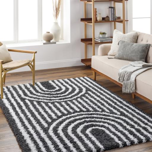 Surya Urban Shag USG-2318 Black White 5'3" x 7'3" Rug