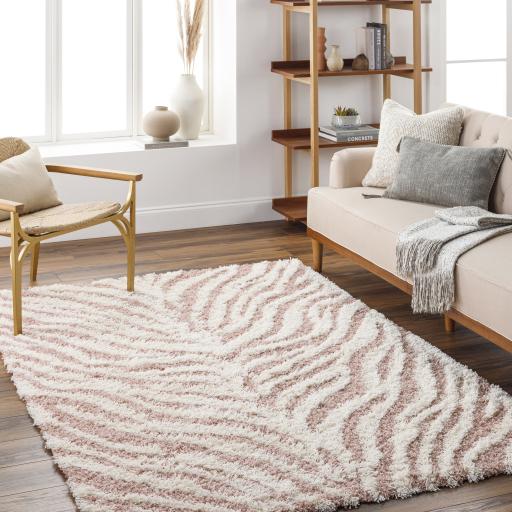 Surya Urban Shag USG-2333 Dusty Pink White 5'3" x 7'3" Rug