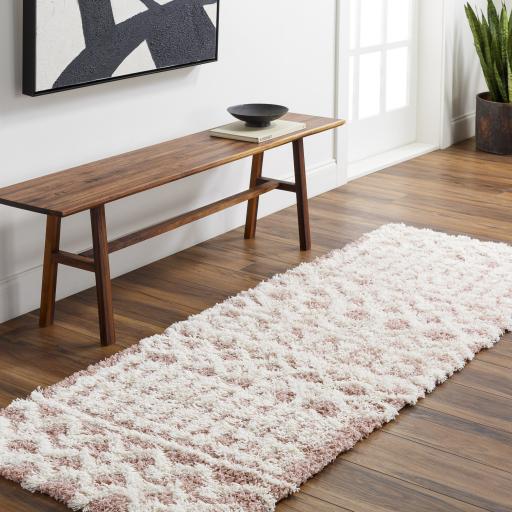 Surya Urban Shag USG-2339 Dusty Pink White 2'7" x 7'3" Rug