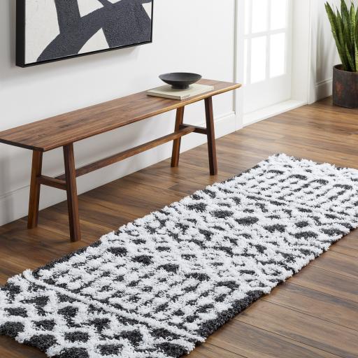 Surya Urban Shag USG-2344 Black White 2'7" x 7'3" Rug