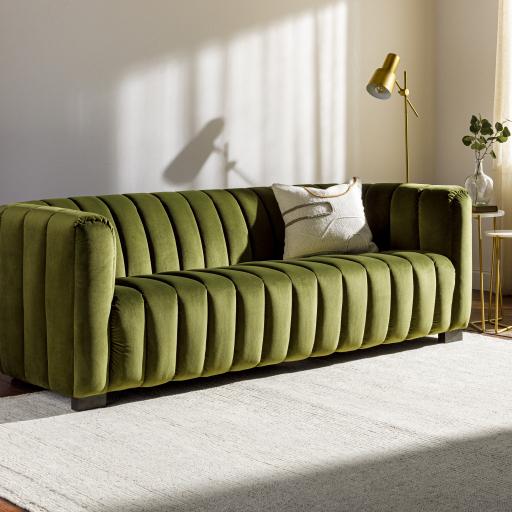 Surya Brionne NNE-001 Olive Wood 30"H x 94"W x 38"D Sofa