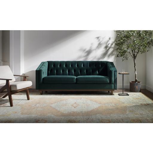 Surya Cheviot CVO-001 Emerald Wood 31"H x 86"W x 37"D Sofa