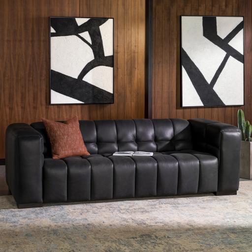 Surya Grenoble GRB-001 Black 29"H x 94"W x 34"D Sofa