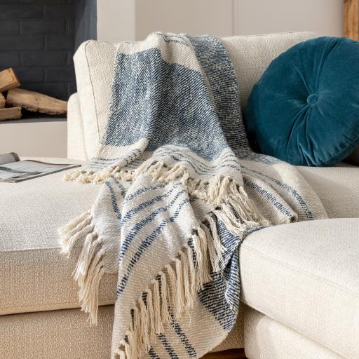 Surya Chamonix CMX-1002 Cream Navy 50"W x 60"L Throw