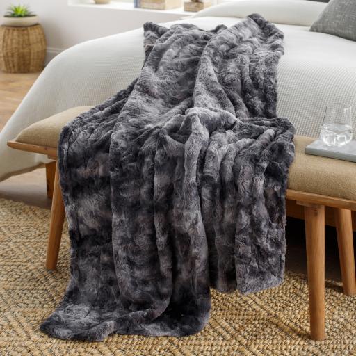 Surya Felina FLA-8000 Charcoal 50"W x 70"L Throw