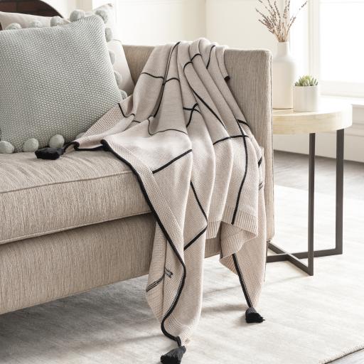 Surya Fleck FCK-1002 Beige Black 50"W x 60"L Throw