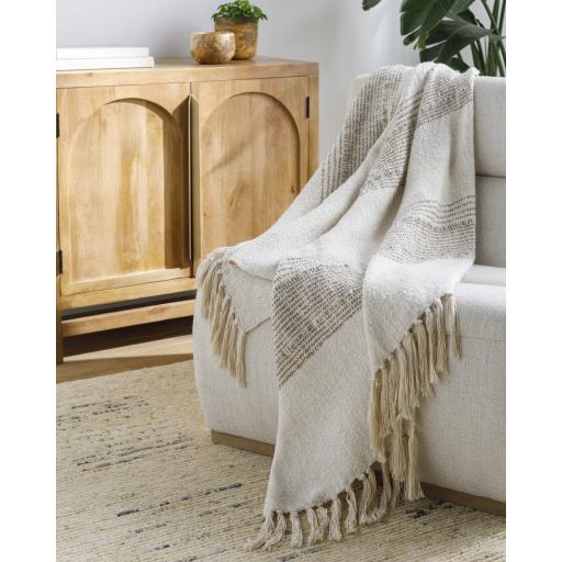 Surya Prolo BOPO-1001 Light Beige Medium Gray 50"W x 60"L Throw