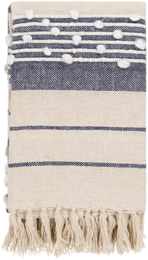 Surya Yemaya YMA-1001 Dark Blue Light Beige 50"W x 60"L Throw