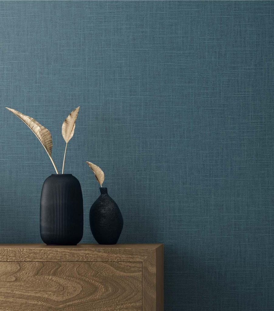 Seabrook Myrna Linen Blue Wallpaper