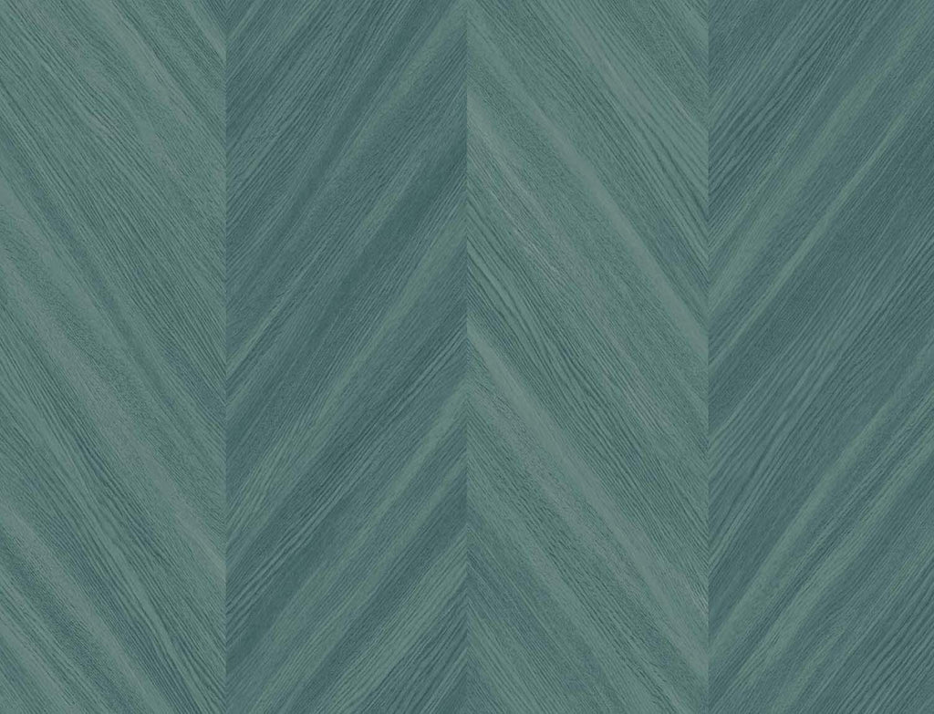 Seabrook Chevron Wood Teal Wallpaper