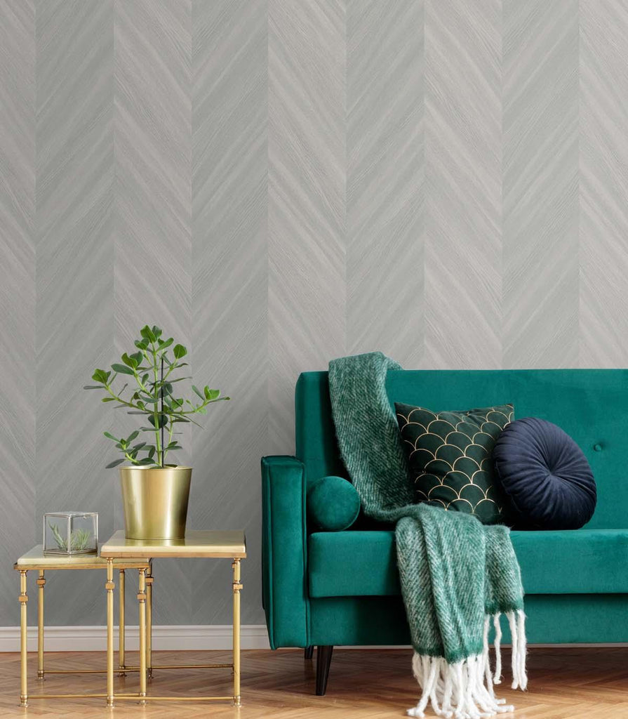 Seabrook Chevron Wood Grey Wallpaper