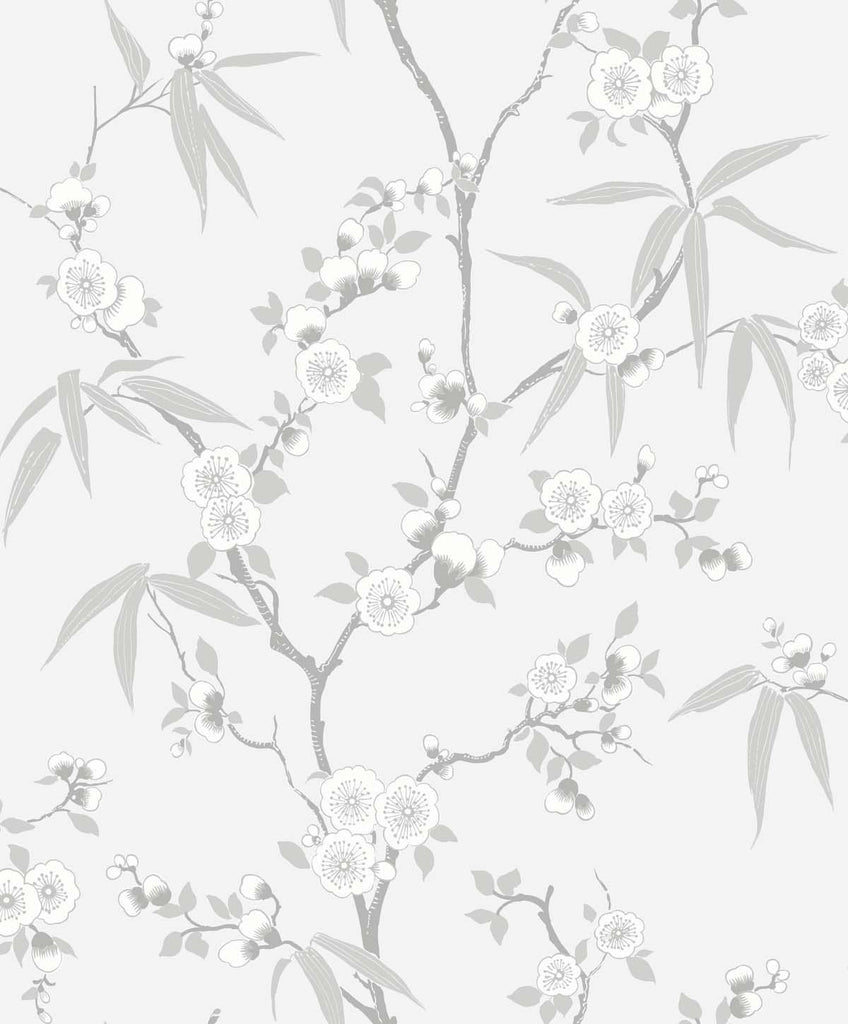 Seabrook Floral Blossom Trail Soft Grey Wallpaper