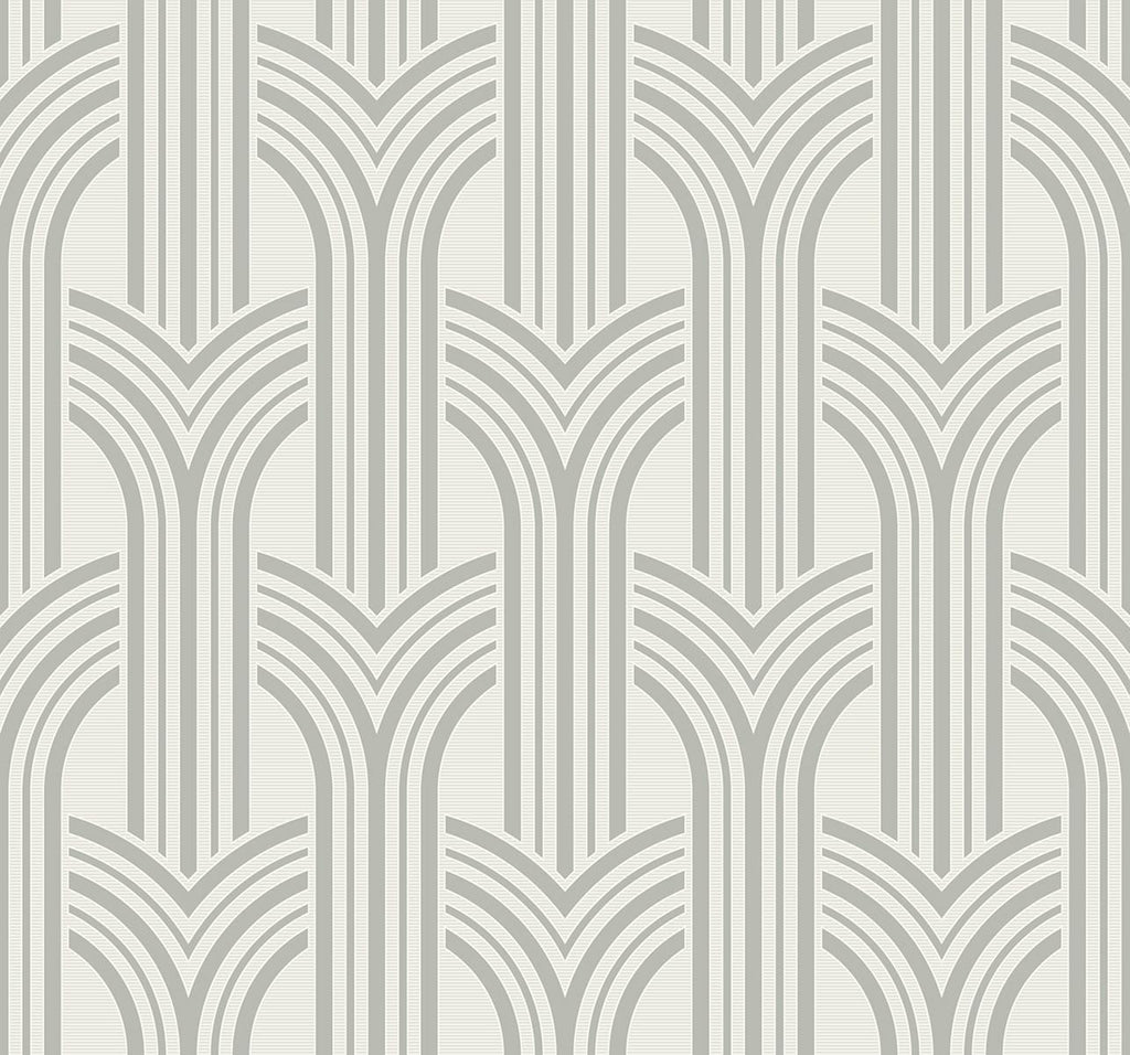 Seabrook Broadway Arches Chrome Wallpaper