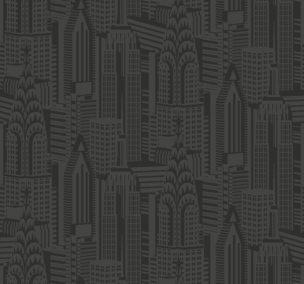 Seabrook Manhattan Skyline Black Wallpaper