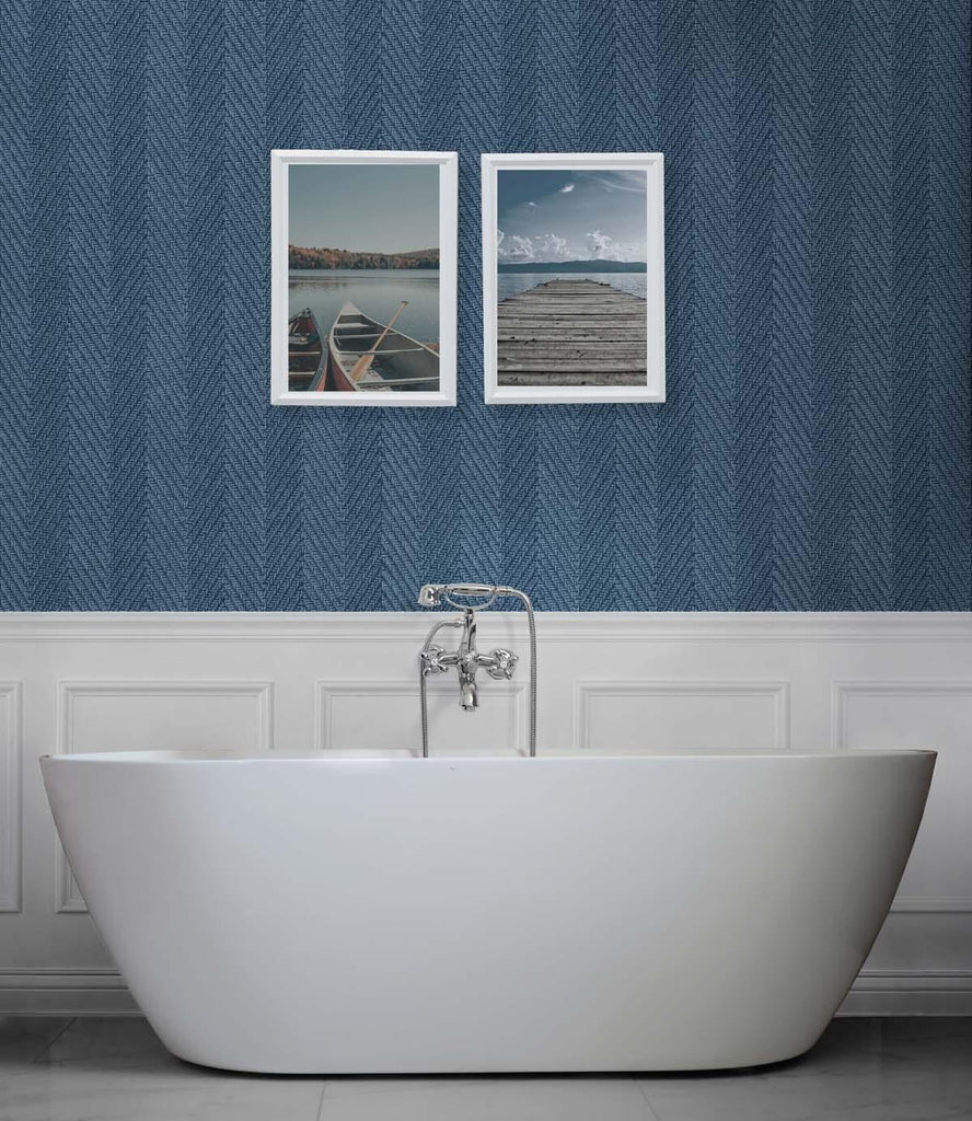 Seabrook Throw Knit Blue Wallpaper