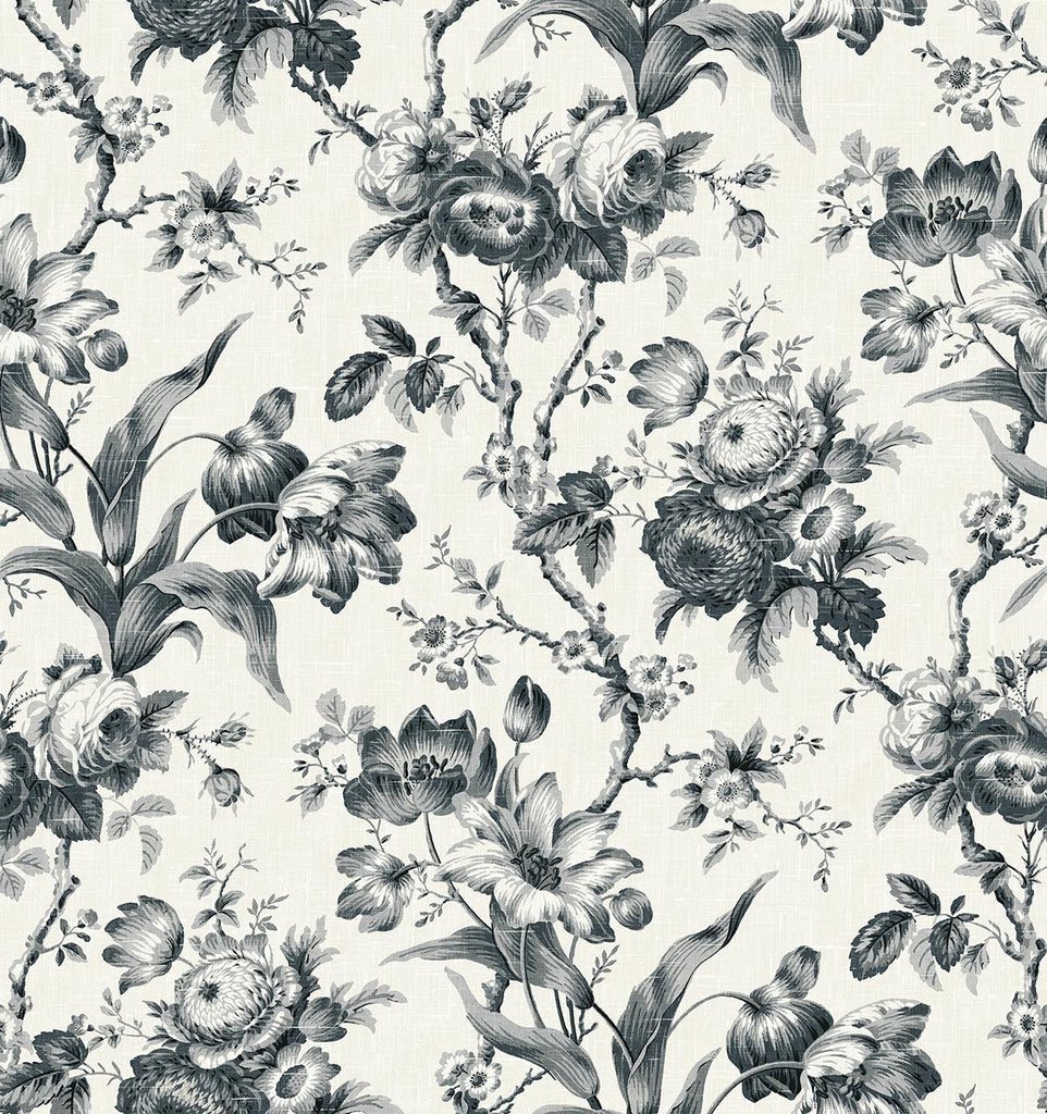 Seabrook En Rose Black Wallpaper