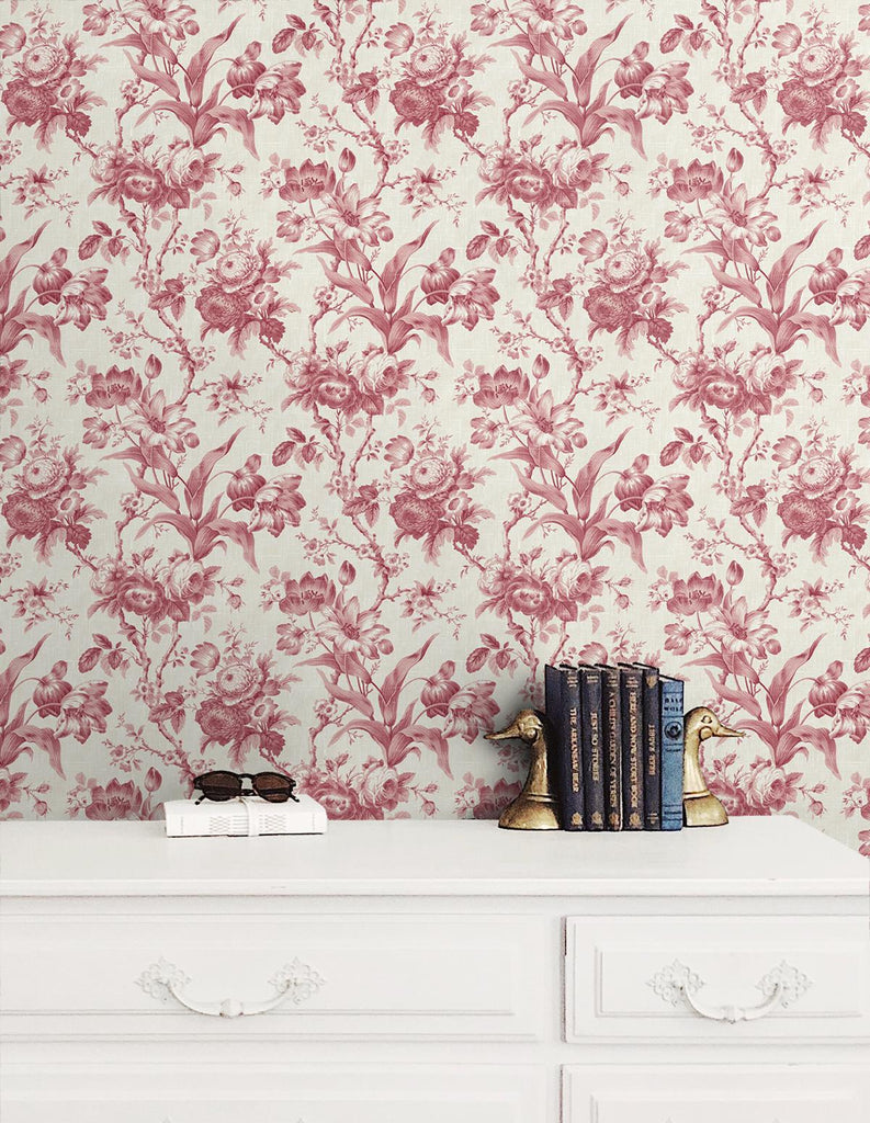 Seabrook En Rose Red Wallpaper