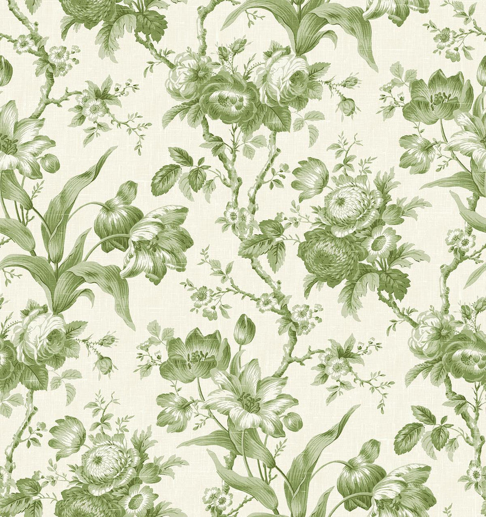 Seabrook En Rose Green Wallpaper