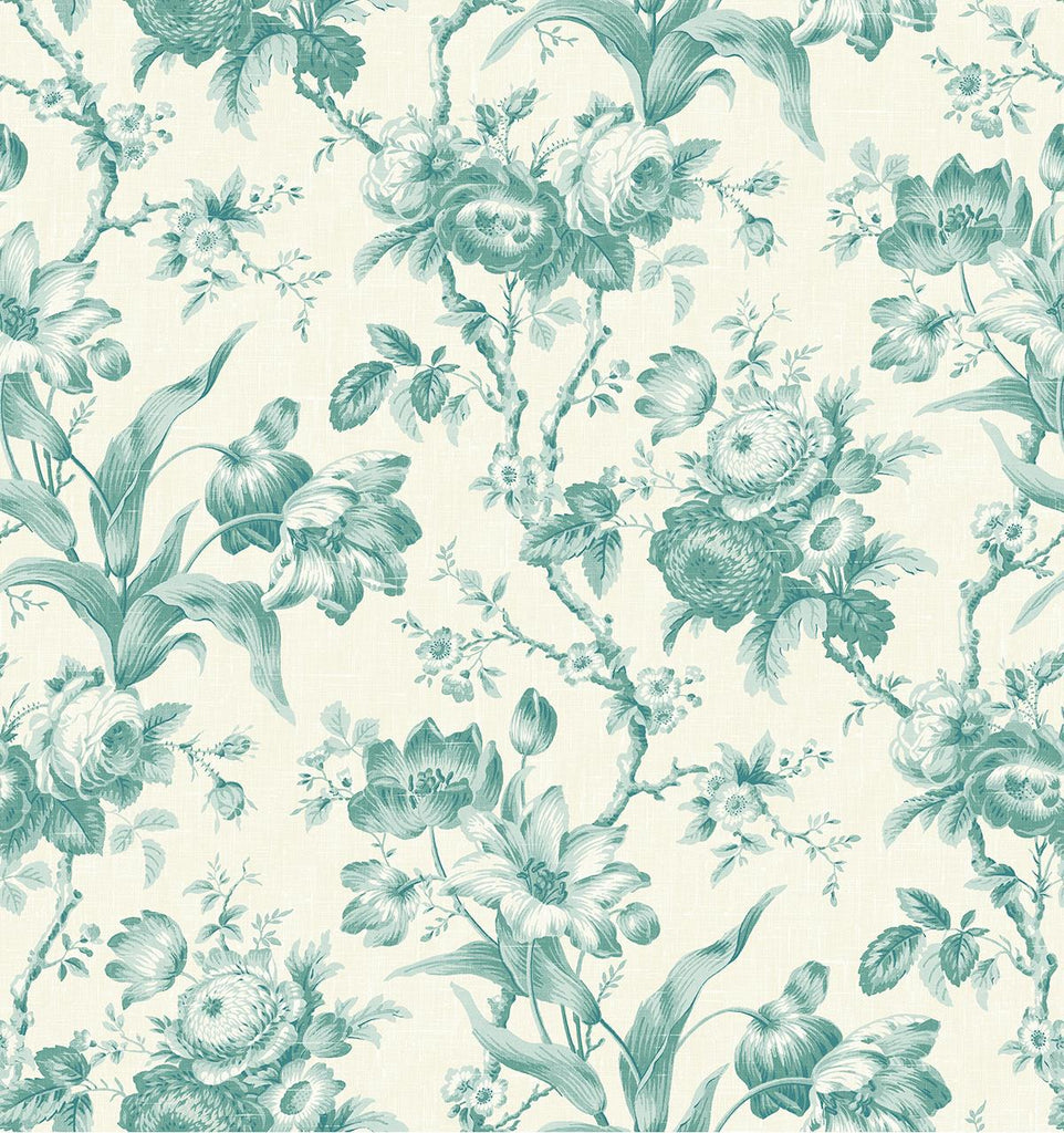 Seabrook En Rose Green Wallpaper