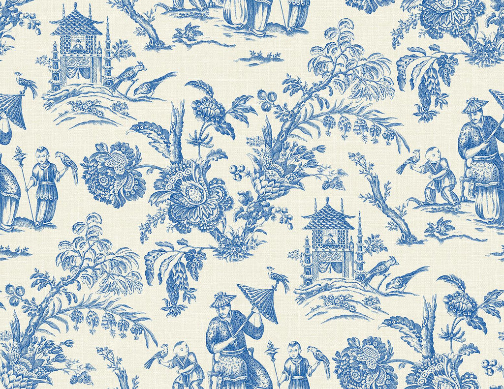 Seabrook Colette Chinoiserie Blue Wallpaper