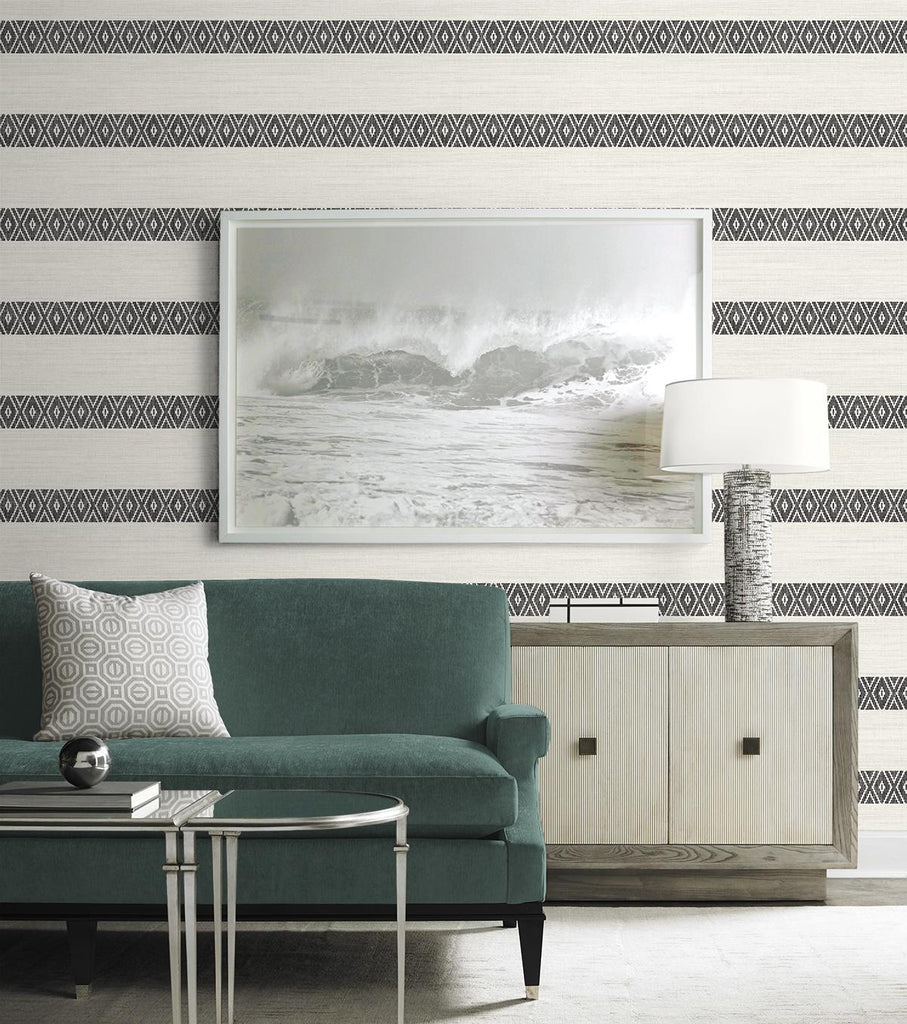 Seabrook Alani Geo Stripe Off-White Wallpaper