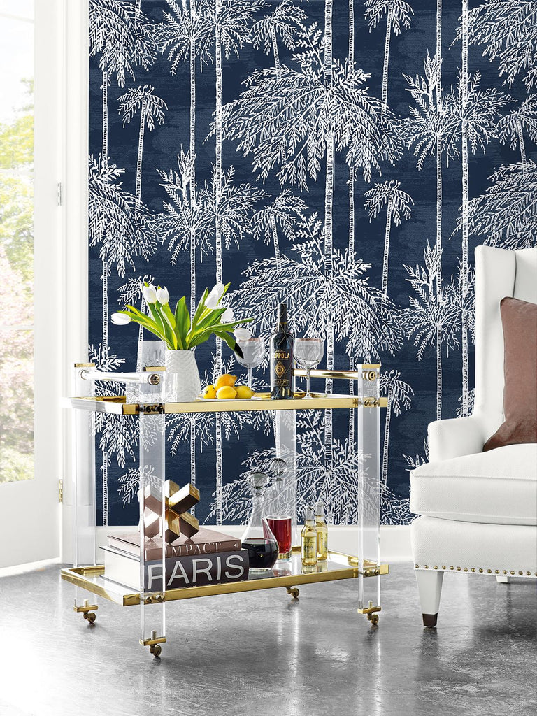 Seabrook Palm Grove Blue Wallpaper