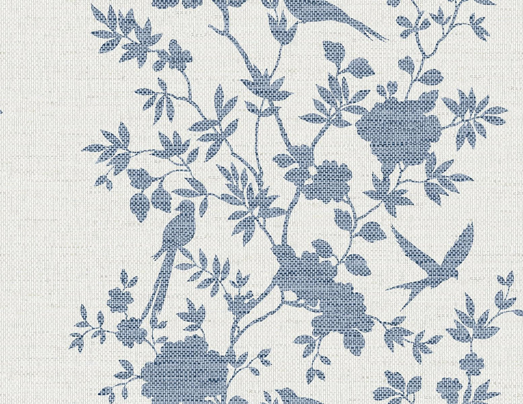 Seabrook Aloha Bird Trail Denim Blue Wallpaper