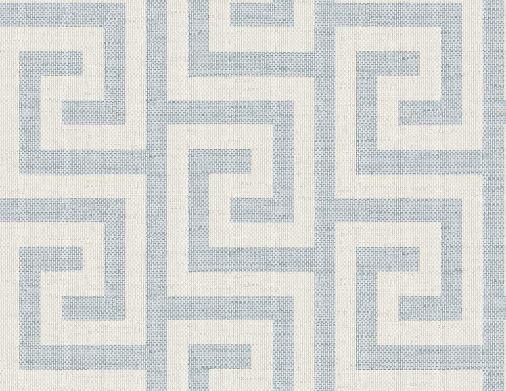 Seabrook Luna Retreat Greek Key Blue Wallpaper