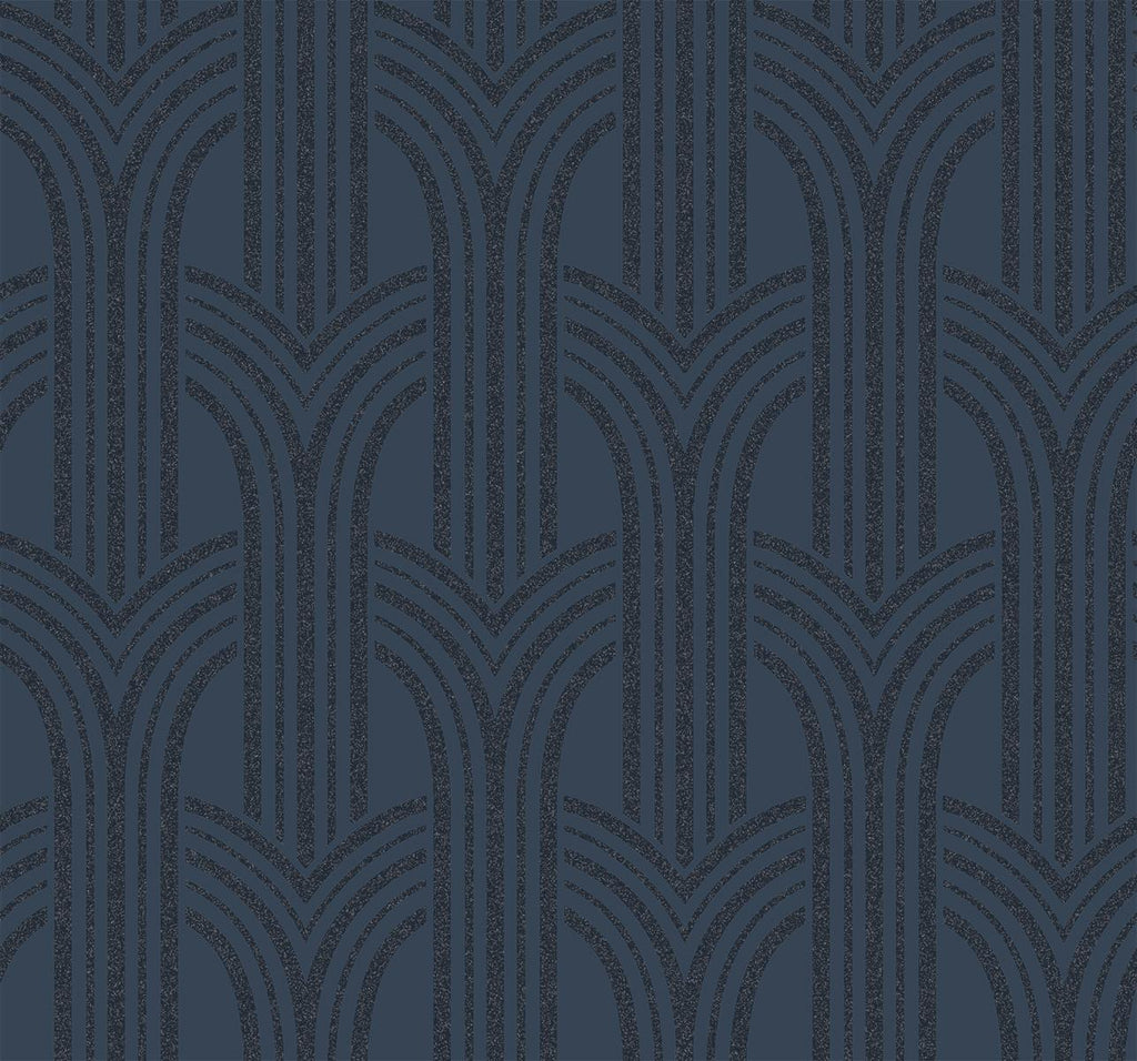 Seabrook Dco Arches Blue Lustre Wallpaper