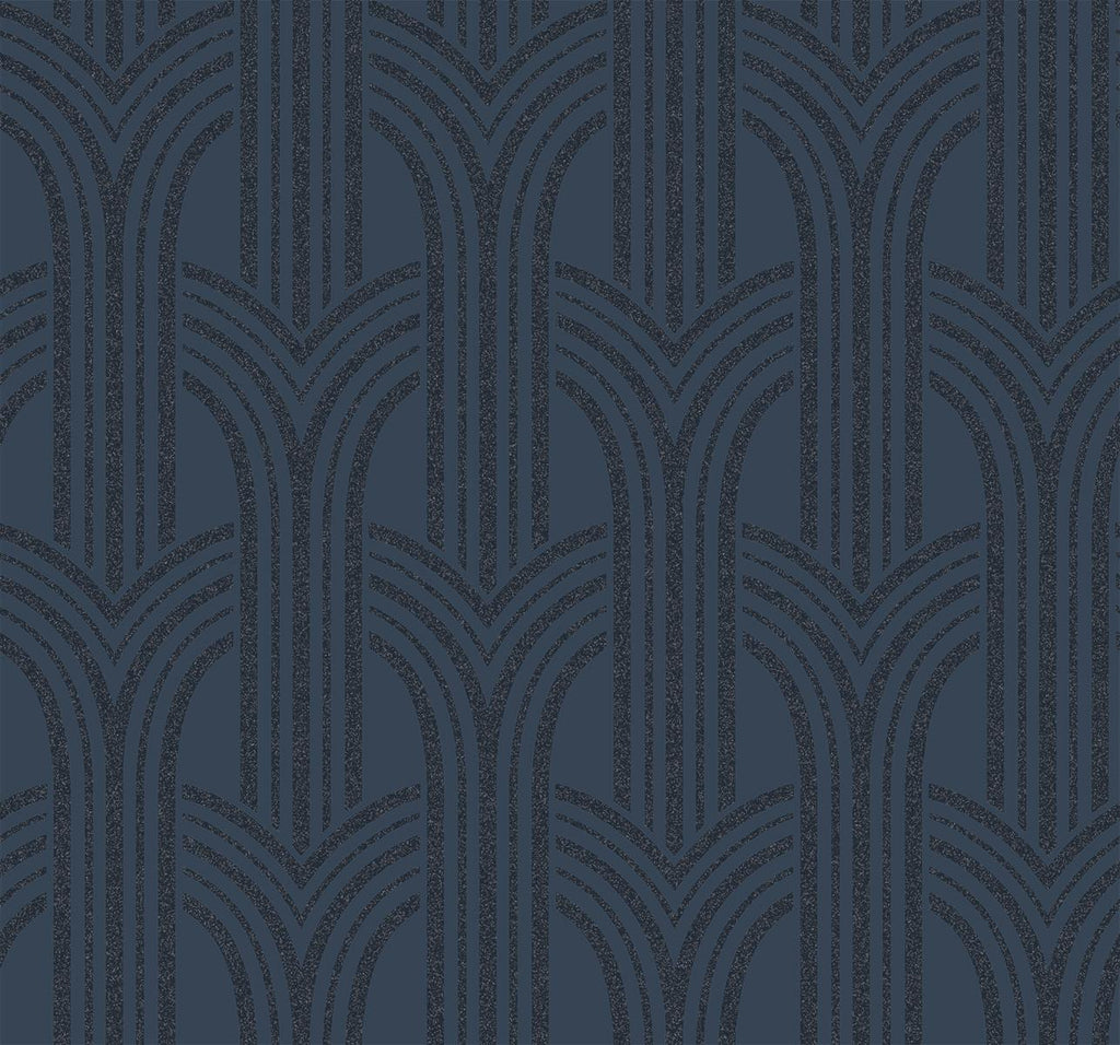 Seabrook Déco Arches Blue Wallpaper