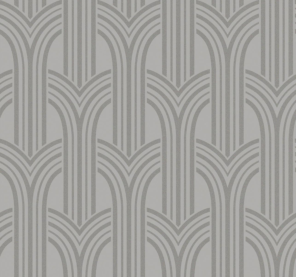 Seabrook Dco Arches Nickel Wallpaper