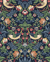 Seabrook Fragaria Garden Midnight Blue Wallpaper