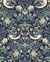 Seabrook Fragaria Garden Navy Blue & Aloe Wallpaper