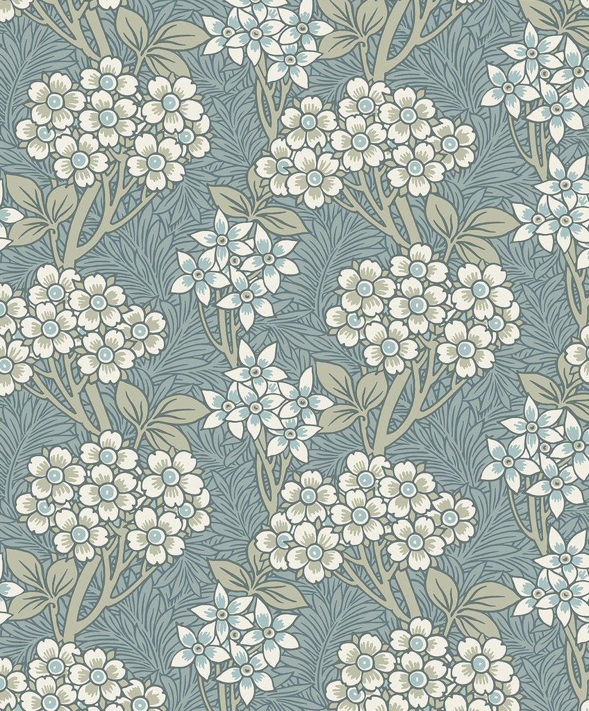 Seabrook Floral Vine Blue Wallpaper