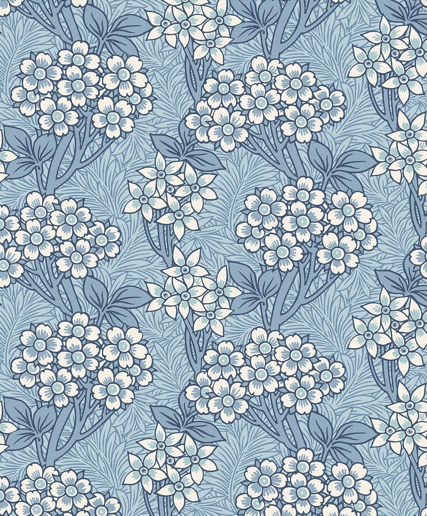 Seabrook Floral Vine Blue Wallpaper