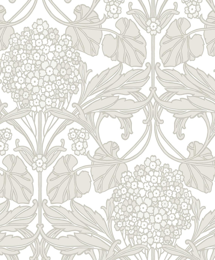 Seabrook Floral Hydrangea Off White Wallpaper