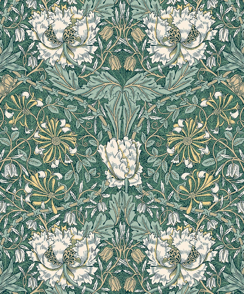 Seabrook Ogee Flora Everglades & Buttercup Wallpaper