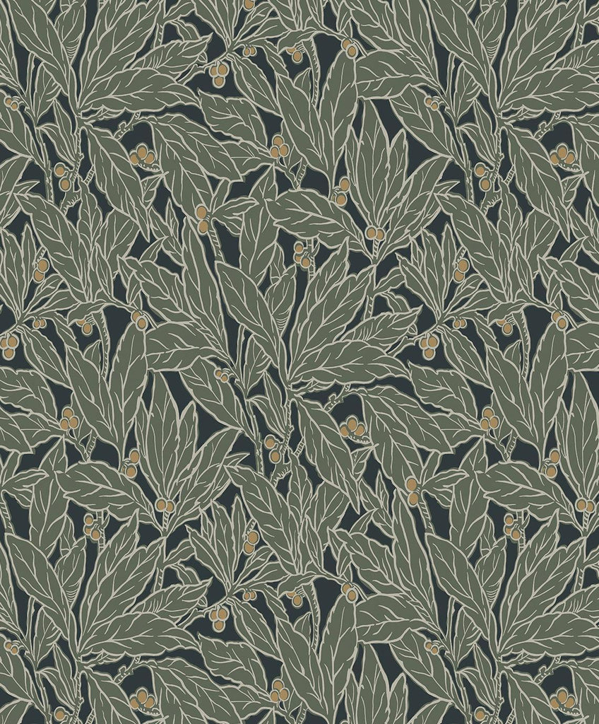 Seabrook Leaf and Berry Rosemary Wallpaper