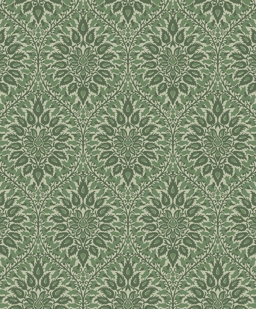 Seabrook Luna Ogee Green Wallpaper