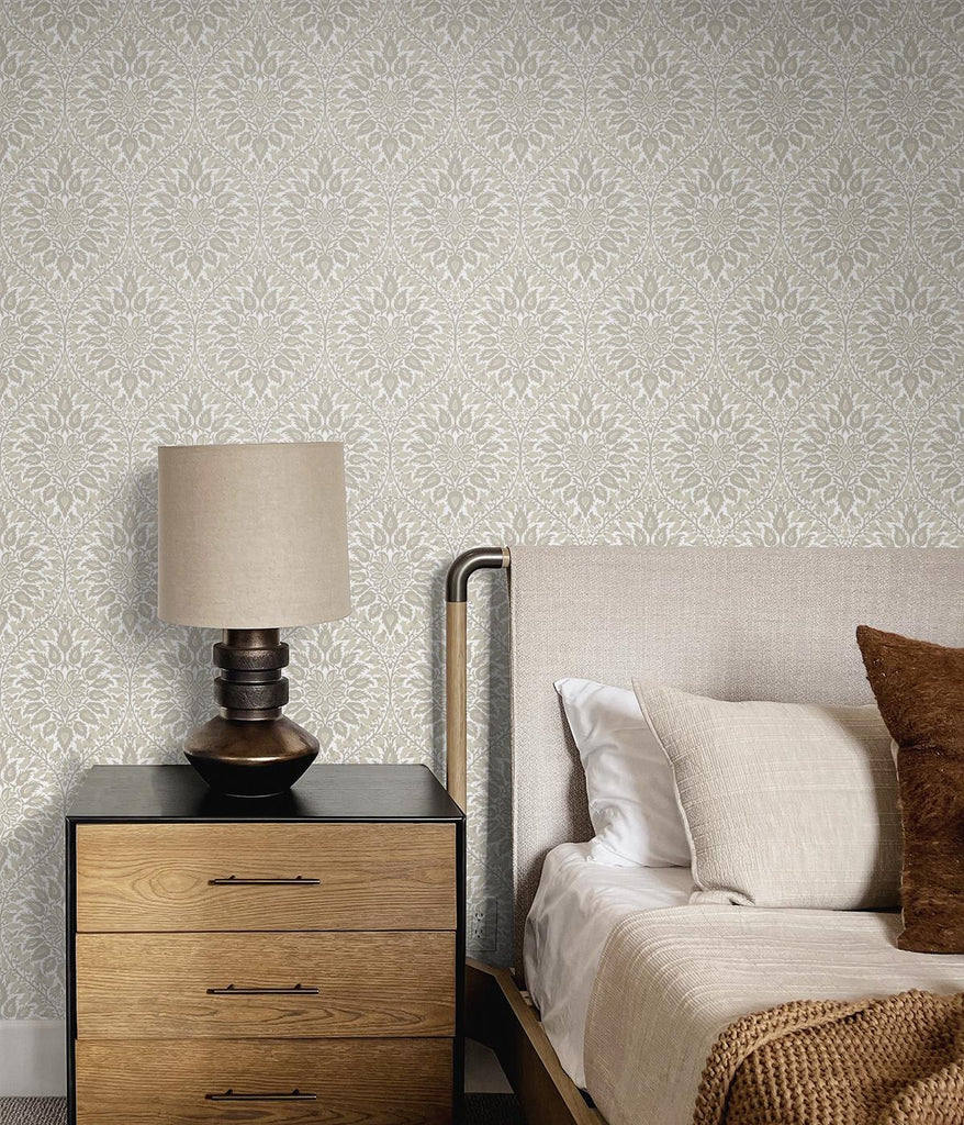 Seabrook Luna Ogee Beige Wallpaper