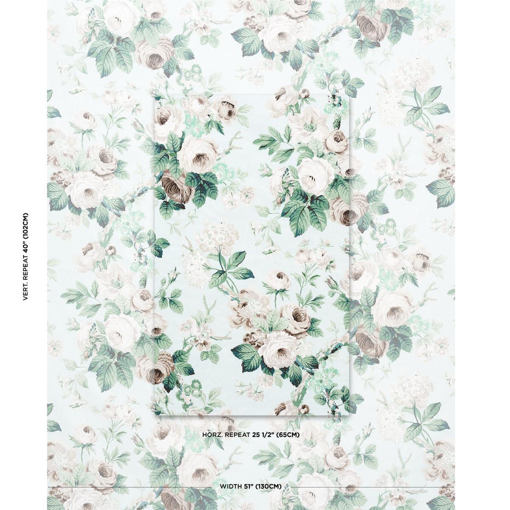 Schumacher Nancy Floral Seafoam Fabric