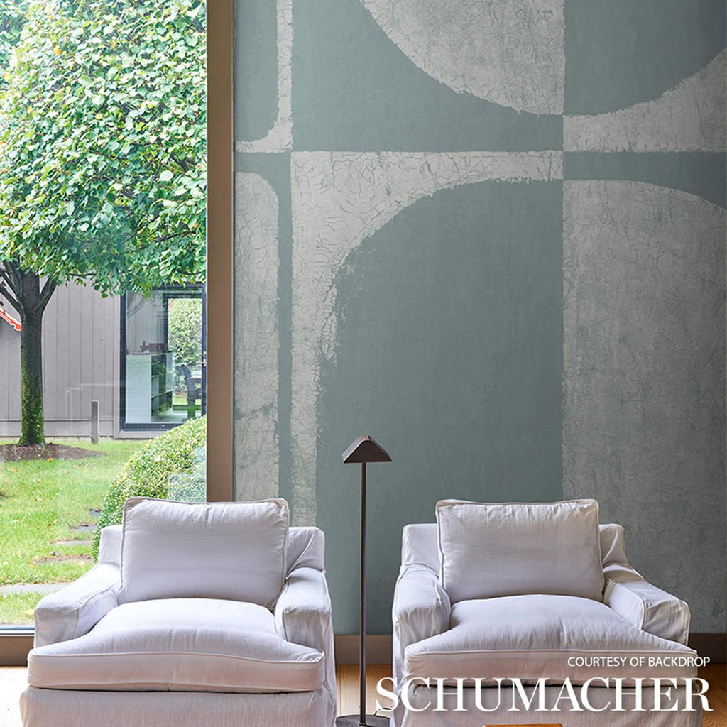 Schumacher The Cloisters Panel Set Soft Blue Wallpaper