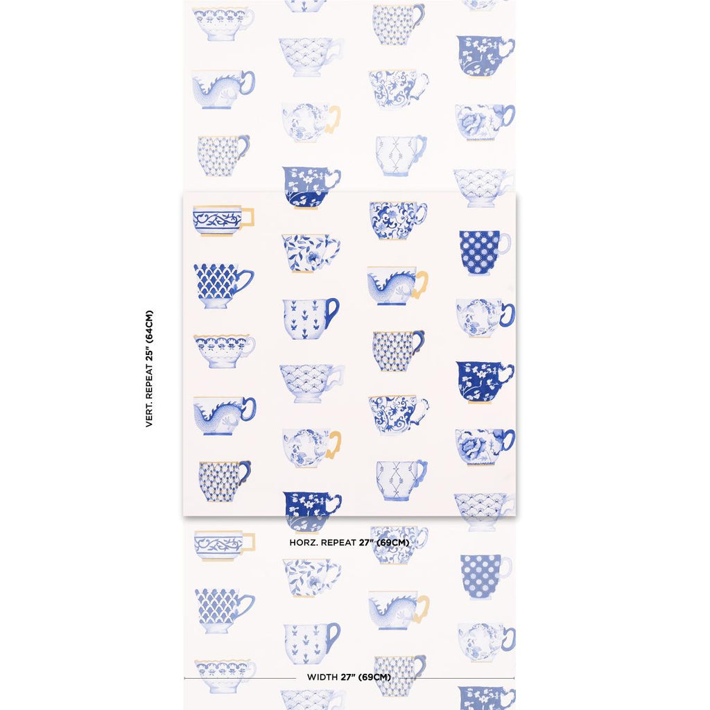 Schumacher Onie'S Teacups Porcelin Wallpaper