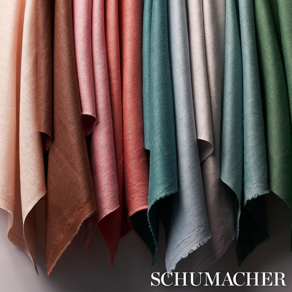 Schumacher Lange Glazed Linen Peacock Fabric